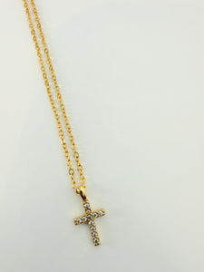 Gold Cross Necklace | Micro Pave Dainty CZ Pendant
