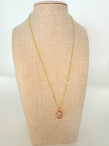 Pink Crystal Necklace Dainty Jewelry Crystal Gold Necklace
