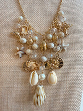Load image into Gallery viewer, Gold Charm Necklace with Seashells &amp; Ocean Inspired Charms