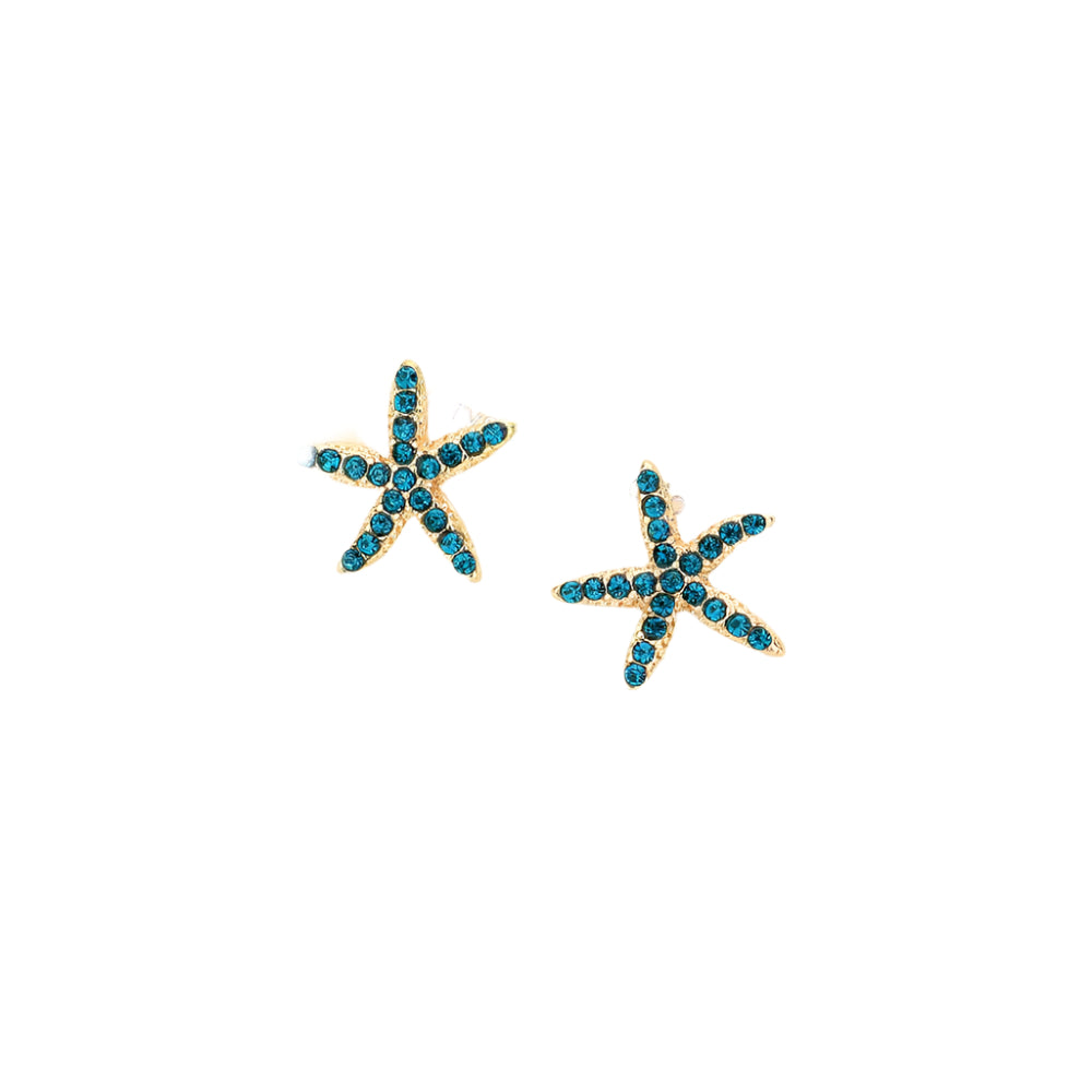 Crystal Blue Starfish Earrings