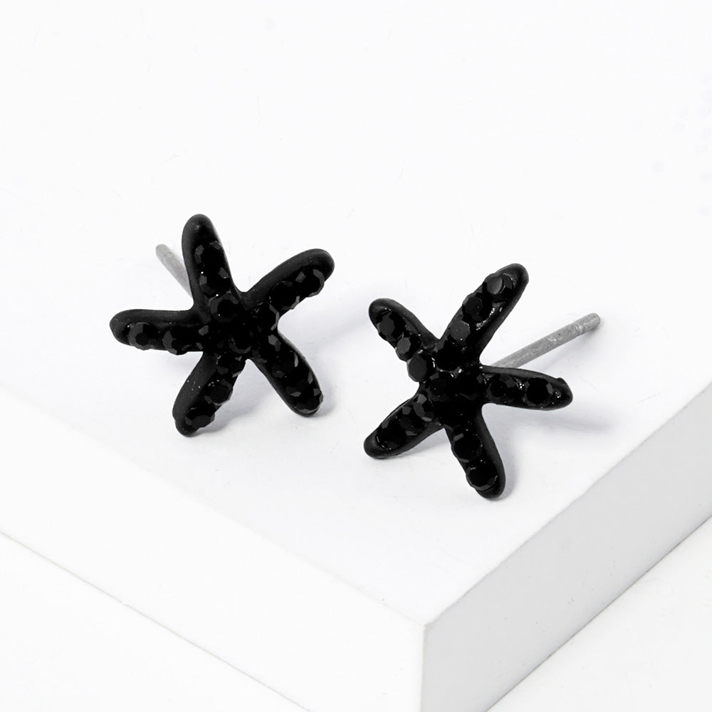 Black Stud Crystal Earrings