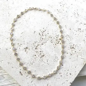 Gold Bezel Crystal Necklace - Dainty & Layerable