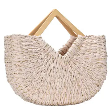 Nude Woven Straw Tote
