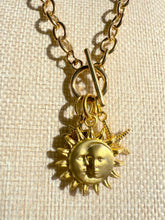 Cargar imagen en el visor de la galería, boho gold necklace with ocean and celestial charm