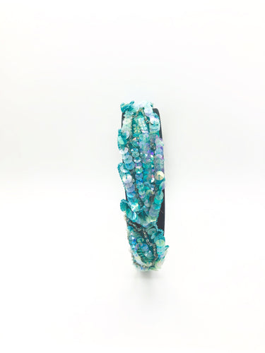 Vintage Teal Sequins Mermaid Headband