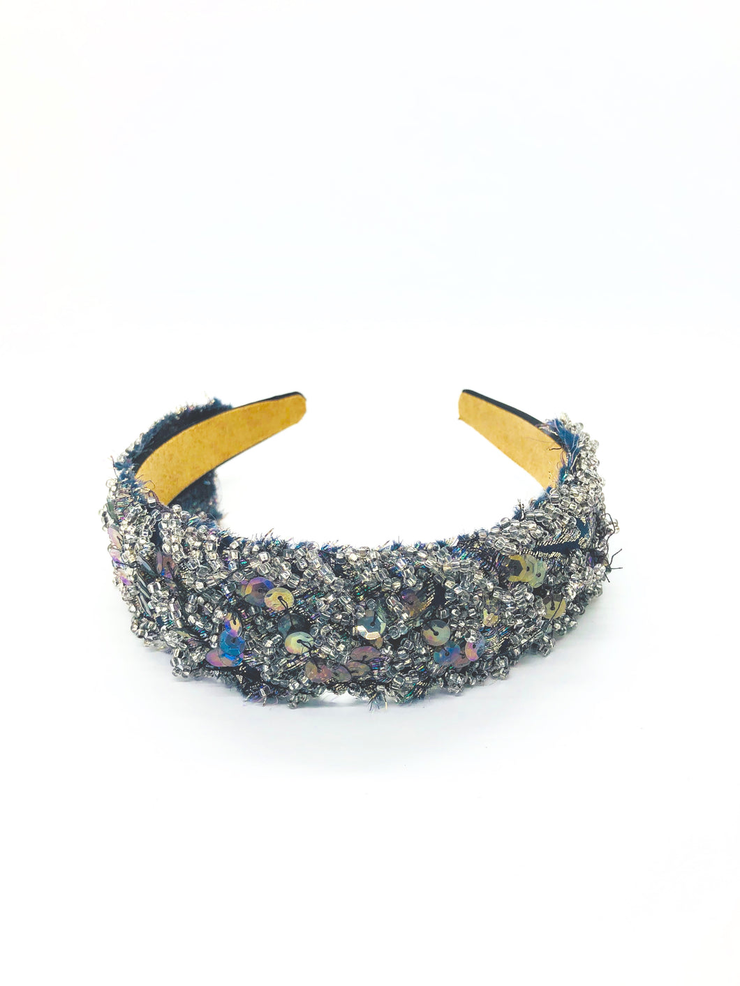 Vintage Iridescent Purple, Silver & Black Sequin Headband