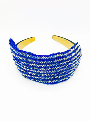 Vintage Cobalt Blue & Silver Headband