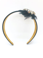 Cargar imagen en el visor de la galería, Metallic &amp; Black Feather Headband