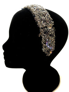 Vintage Iridescent Purple, Silver & Black Sequin Headband