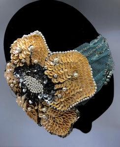 Tiffany Blue, Peach and Silver Sequins Headpiece