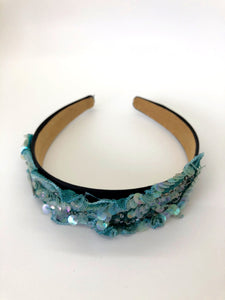 Vintage Teal Sequins Mermaid Headband