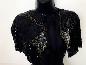 Black, Silver & Gold Silk Cape