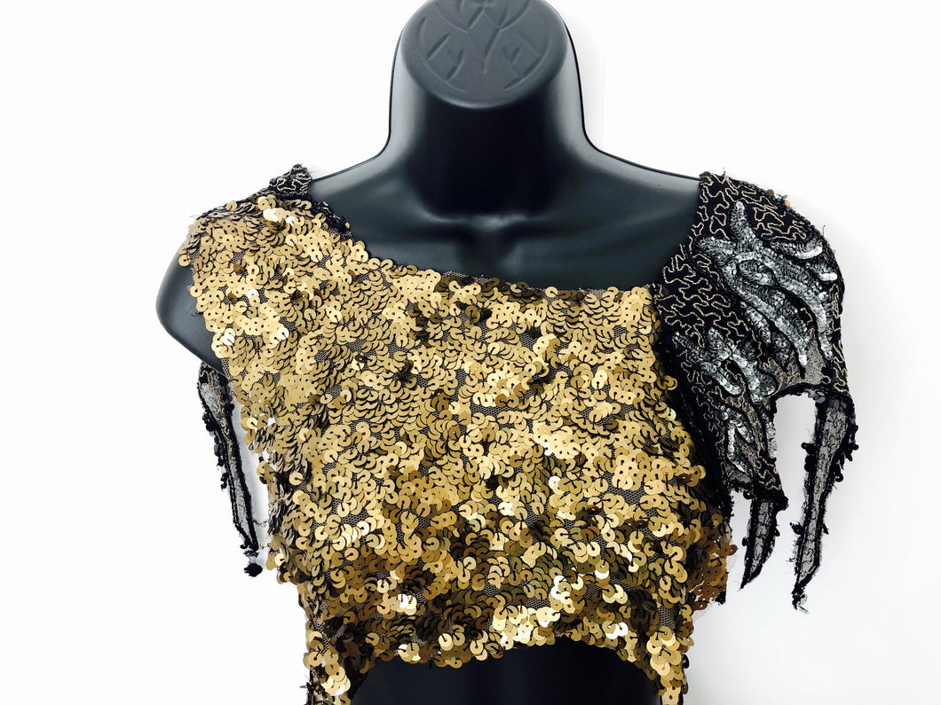 Bronze, Black, Silver & Gold Silk Cape