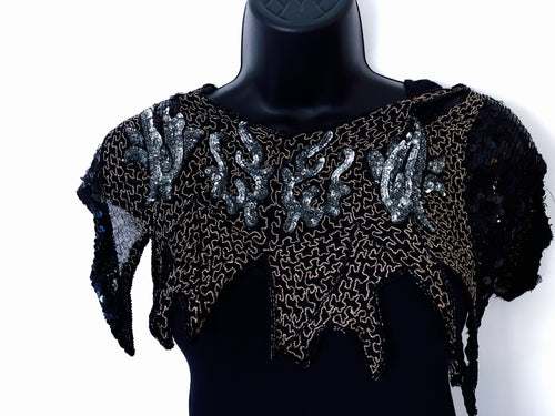 Women's Accessories Black Silver & Gold Silk Cape