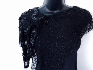 Black Sequin Silk Cape