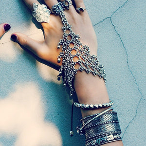 Gypsy Silver Finger Chain Bracelet